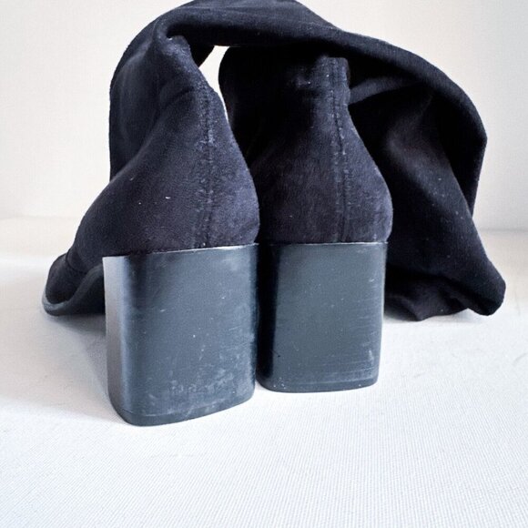 Vintage Franco Sarto Black Sock Pull on Square Toe Boot Heels 8M - Picture 15 of 15